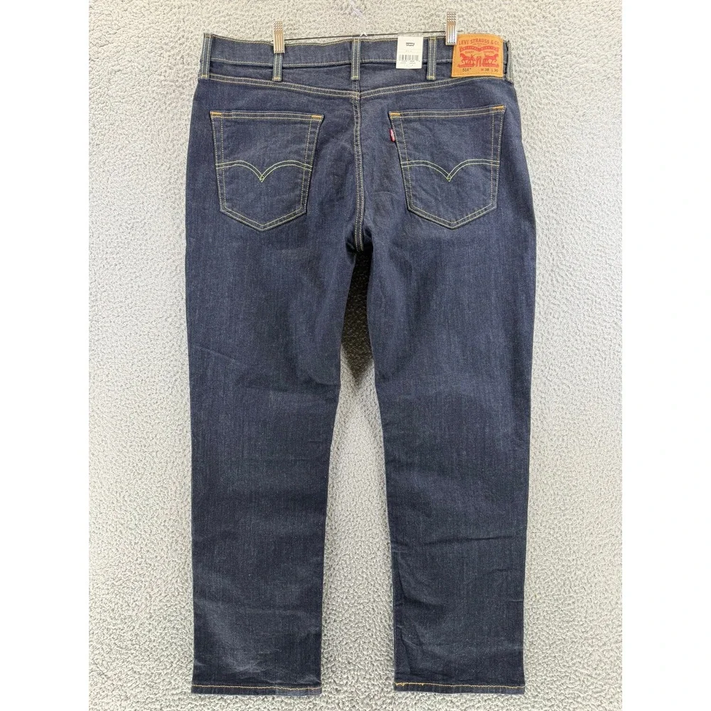 Levis 514 Straight Fit Mens Jeans 38x30 Dark Indigo Blue Performance Stretch New